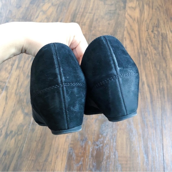 Paul Green • Daniella black suede wedges pumps heels pointed toe elastic strap - Picture 7 of 11